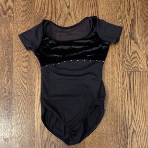 Bloch Black Velvet Accent Kids Bodysuit